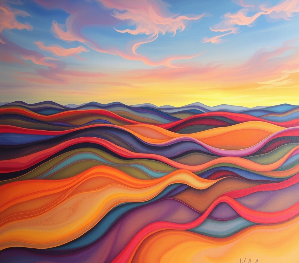Waves of color flowing like music — original artwork for Music I Want