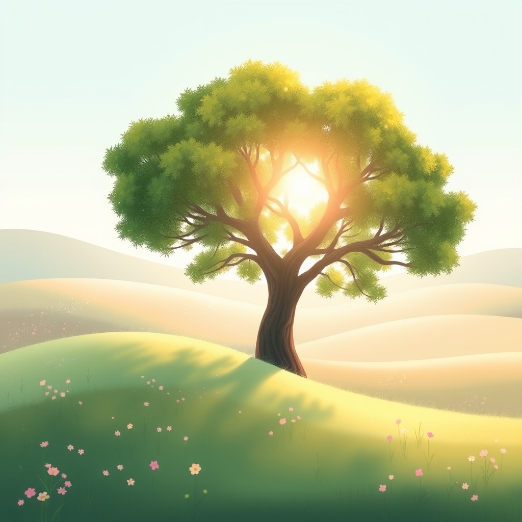 A sunlit meadow playground — original artwork