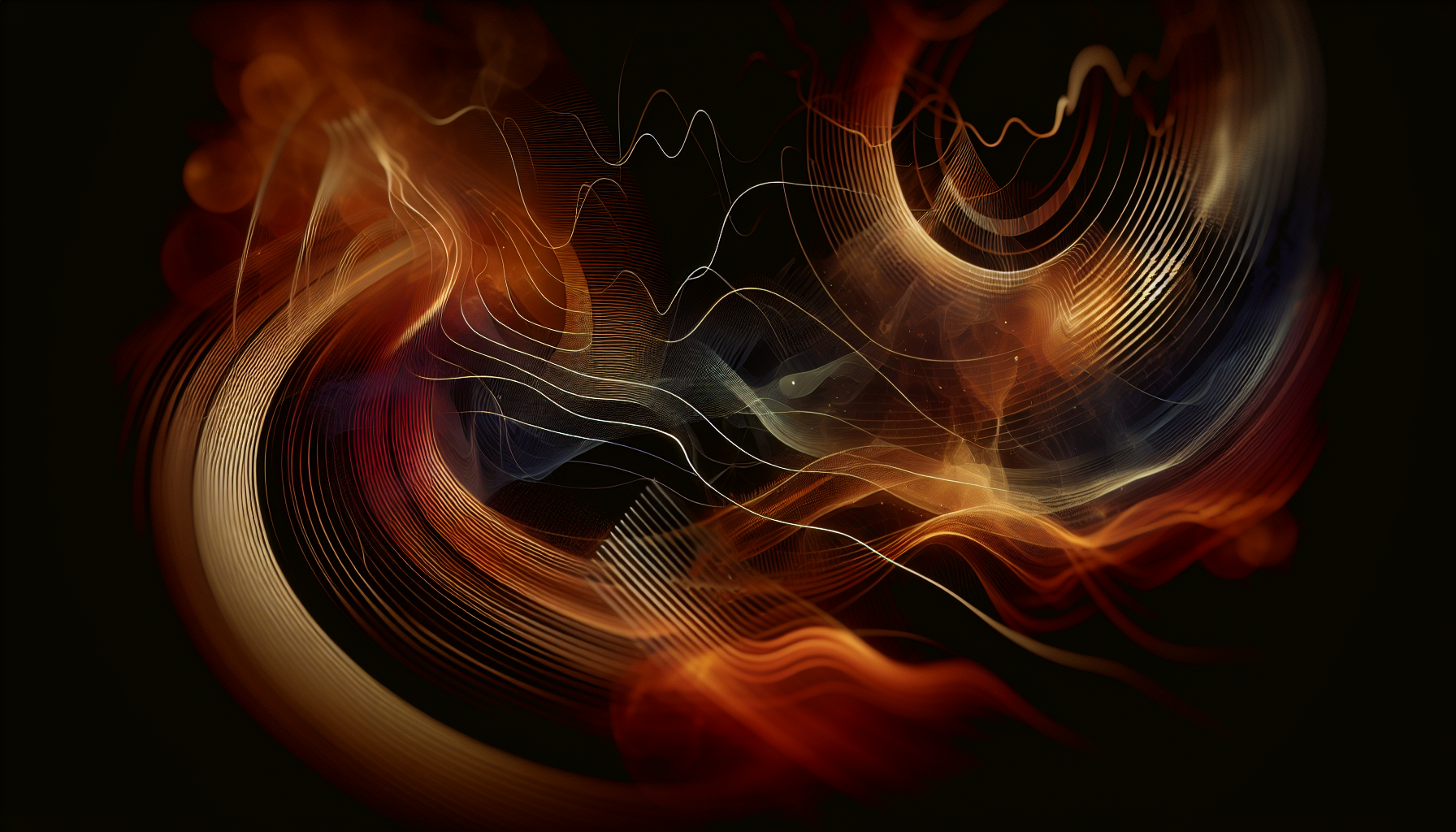 Abstract warm music visualization in amber tones