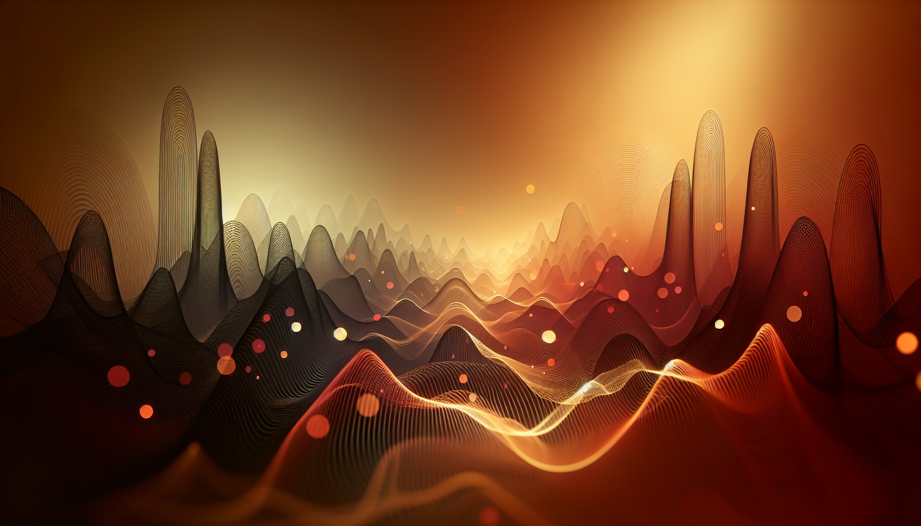 Sound waves in warm amber tones over a dark backdrop