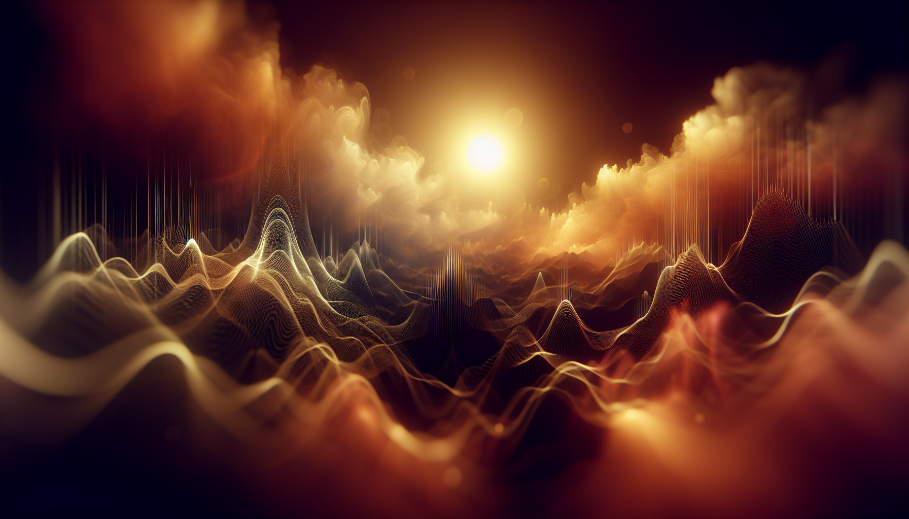 Abstract warm-toned music visualization in amber and dark tones