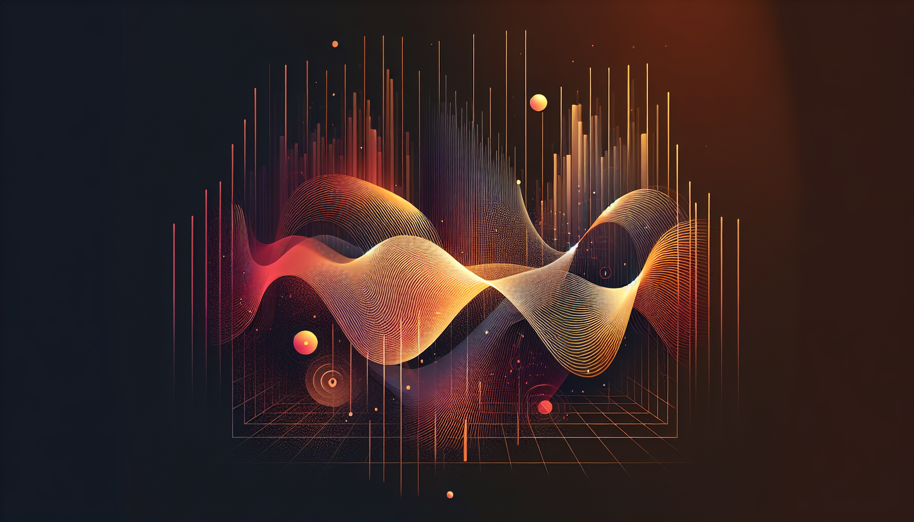 Abstract amber sound wave visualization