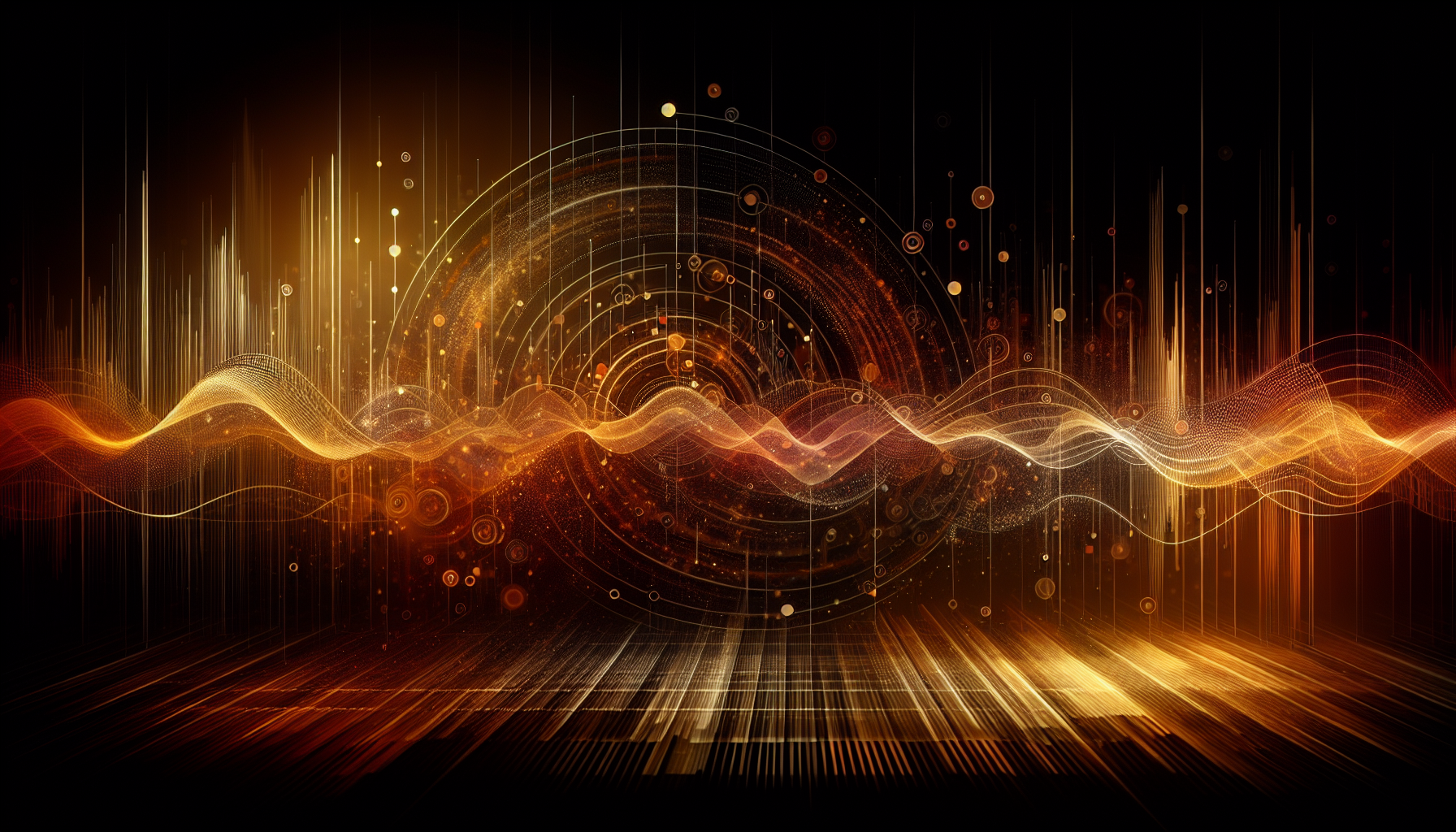 Abstract amber sound wave visualization