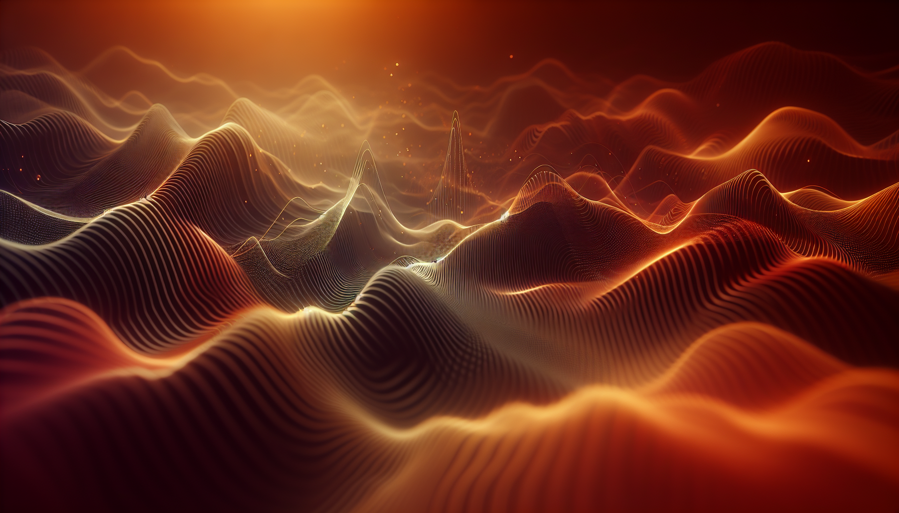 Sound waves in amber tones, abstract music visualization