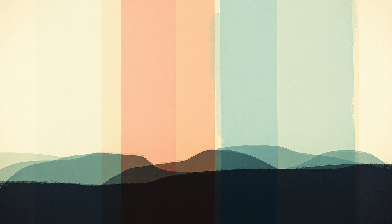 Fan-driven abstract illustration evoking the emotional arc of 128 Harrowgate by Four Tet