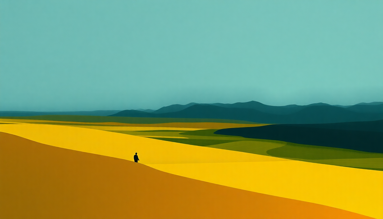 Fan-driven abstract illustration evoking the emotional arc of A Boat to an Island on the Wall by Ben Howard