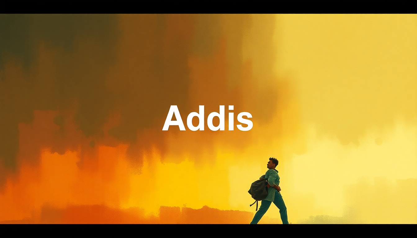 Fan-driven abstract illustration evoking the emotional arc of Addis by Mahmoud Ahmed