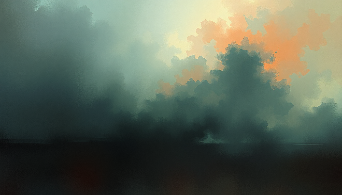 Fan-driven abstract illustration evoking the emotional arc of Afraid to Shoot Strangers by Iron Maiden