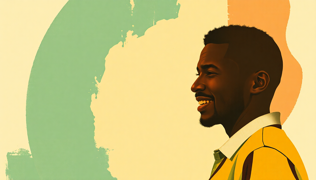 Fan-driven abstract illustration evoking the emotional arc of African Marketplace by Abdullah Ibrahim