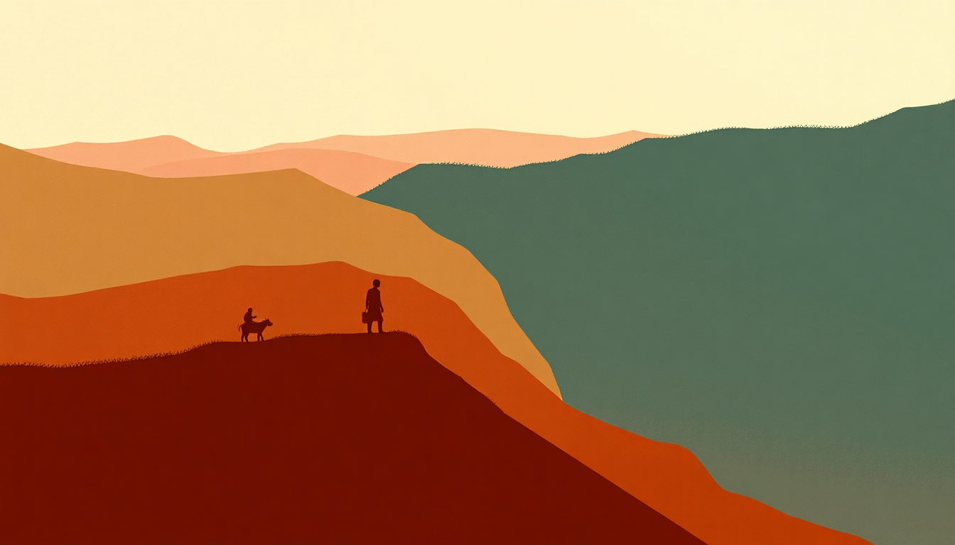 Fan-driven abstract illustration evoking the emotional arc of African Postman by Burning Spear