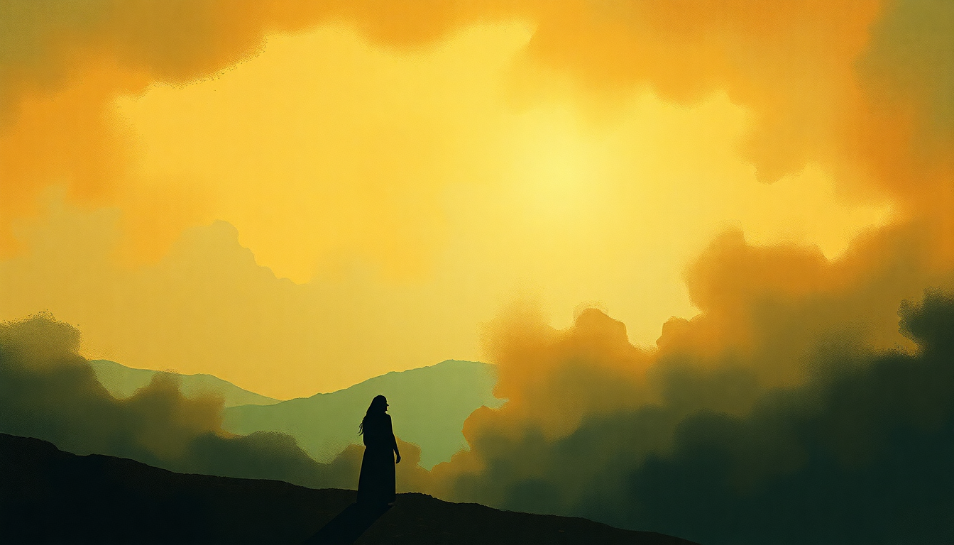 Fan-driven abstract illustration evoking the emotional arc of Alf Leila wa Leila by Umm Kulthum