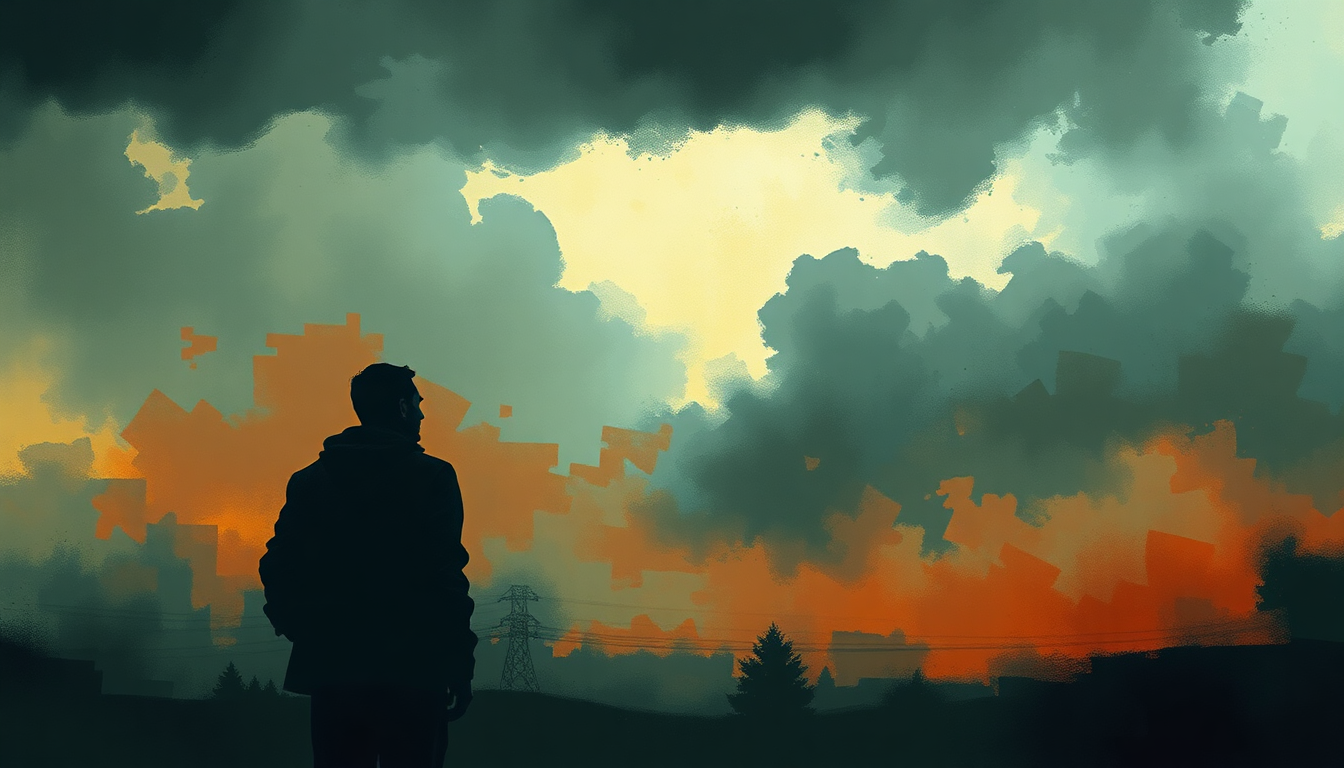 Fan-driven abstract illustration evoking the emotional arc of All Because of You by U2