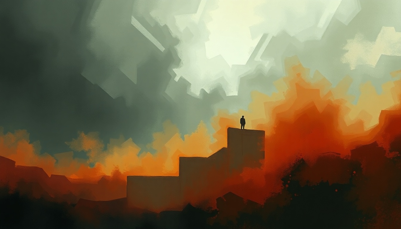 Fan-driven abstract illustration evoking the emotional arc of Ancient Kingdom by Mastodon