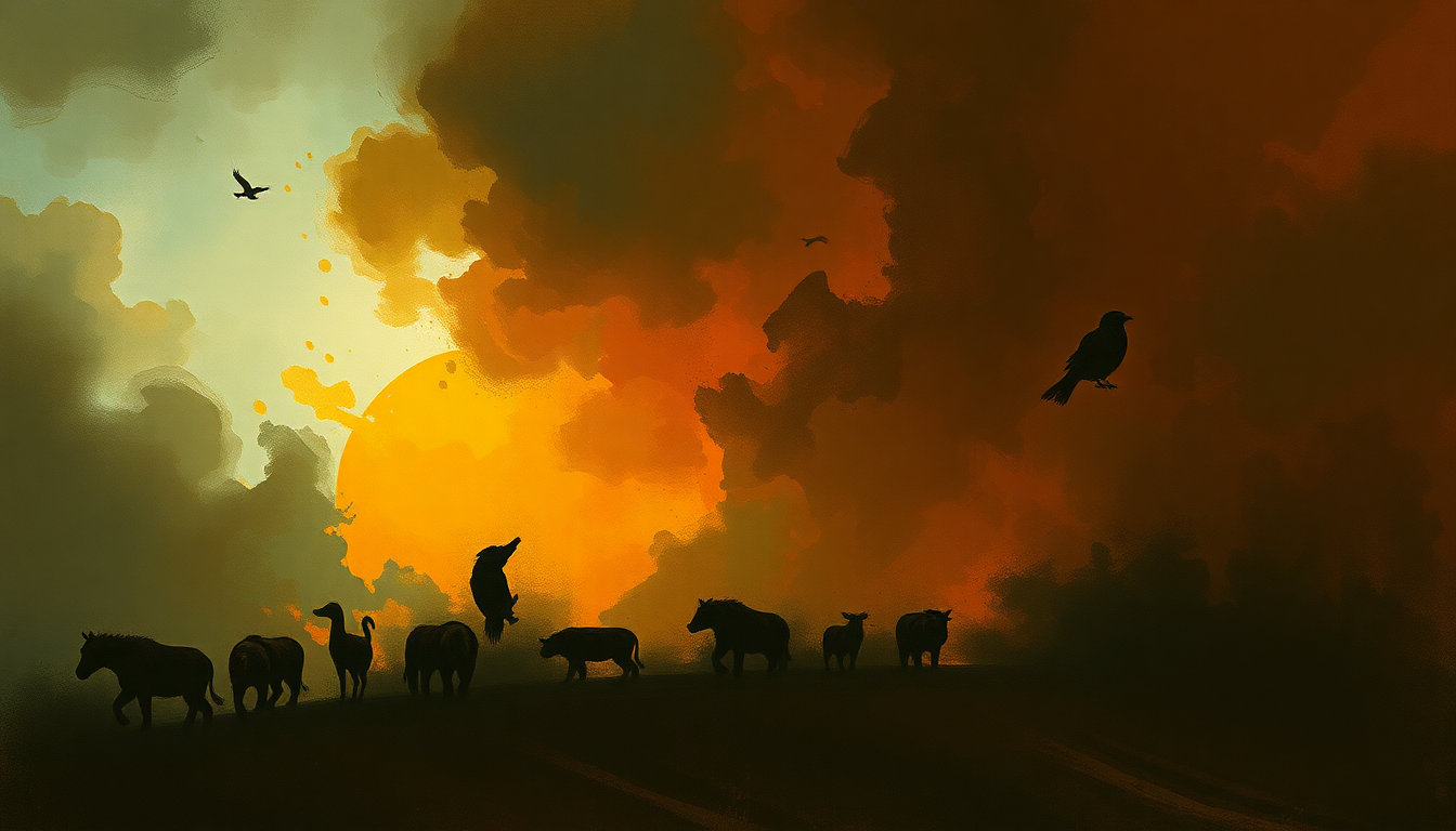 Fan-driven abstract illustration evoking the emotional arc of Animals by Dr Dre