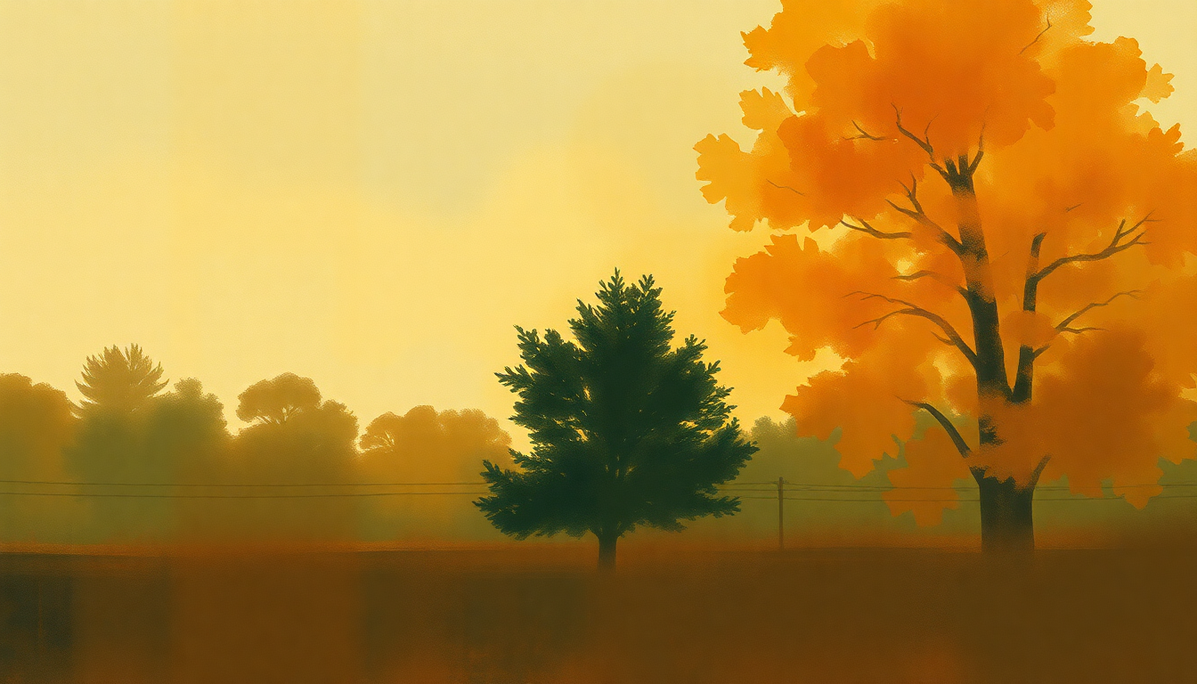 Fan-driven abstract illustration evoking the emotional arc of Autumn Almanac by The Kinks