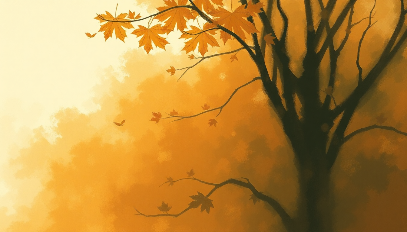 Fan-driven abstract illustration evoking the emotional arc of Autumn Leaves by Jim Hall