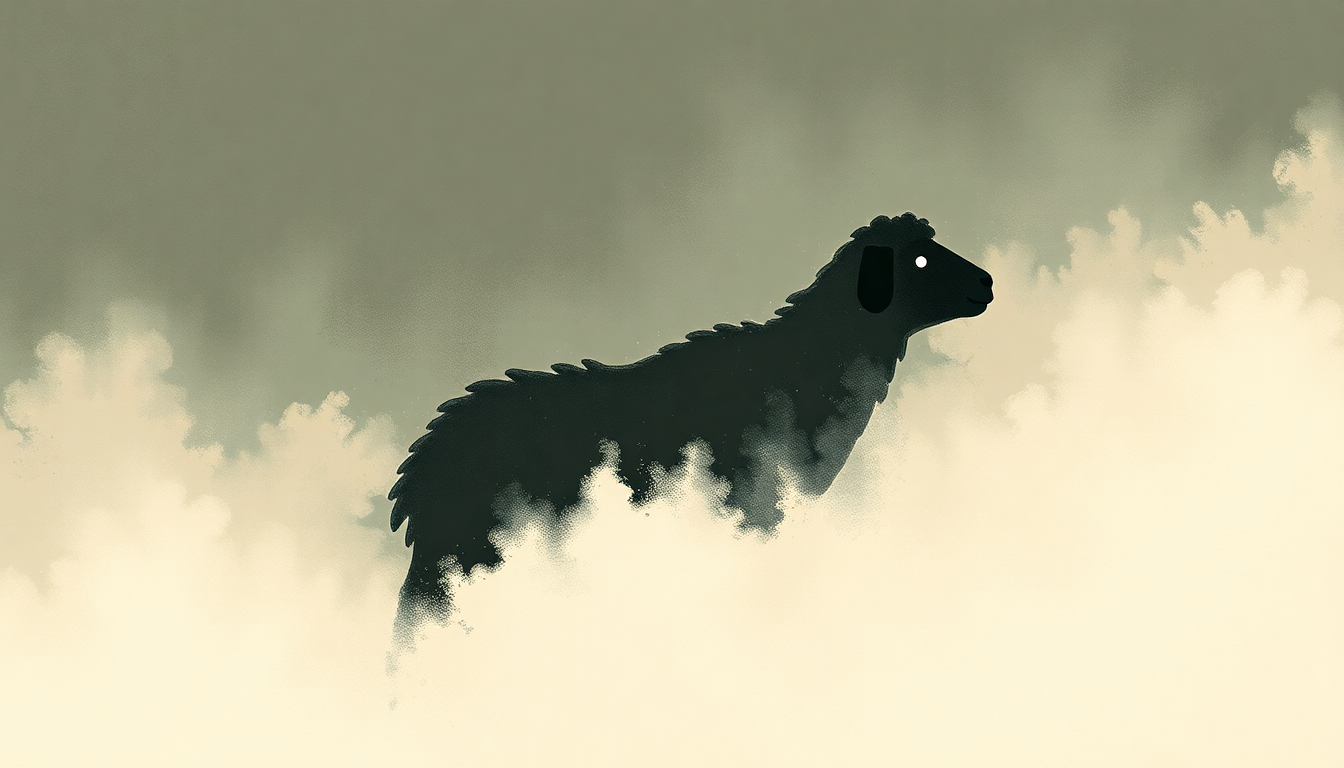 Fan-driven abstract illustration evoking the emotional arc of Baa Baa Black Sheep by Susie Tallman