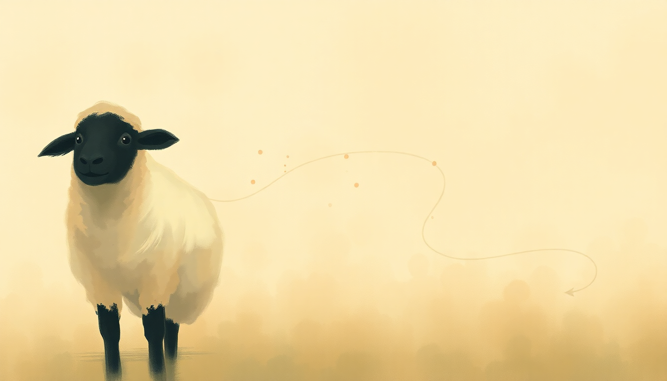 Fan-driven abstract illustration evoking the emotional arc of Baa Baa Black Sheep by Traditional