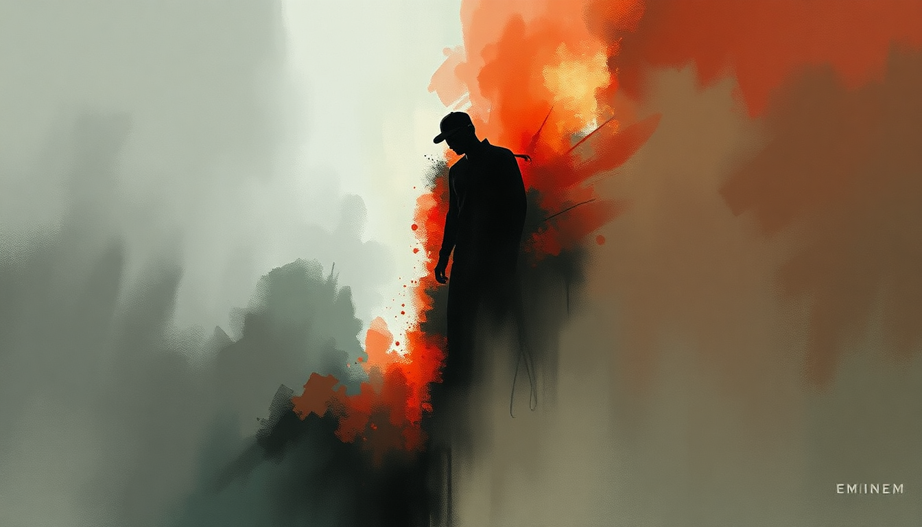 Fan-driven abstract illustration evoking the emotional arc of Bad Guy by Eminem