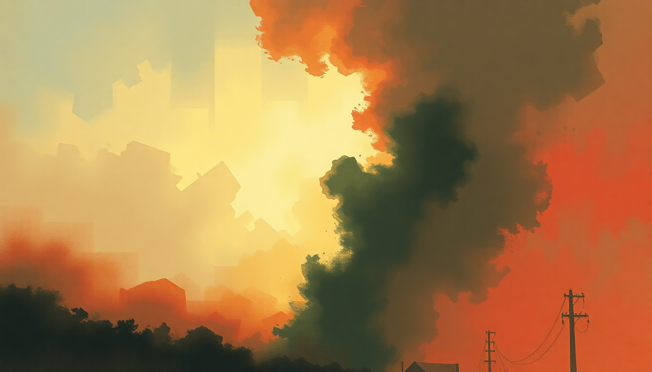 Fan-driven abstract illustration evoking the emotional arc of Bastille Day by Rush