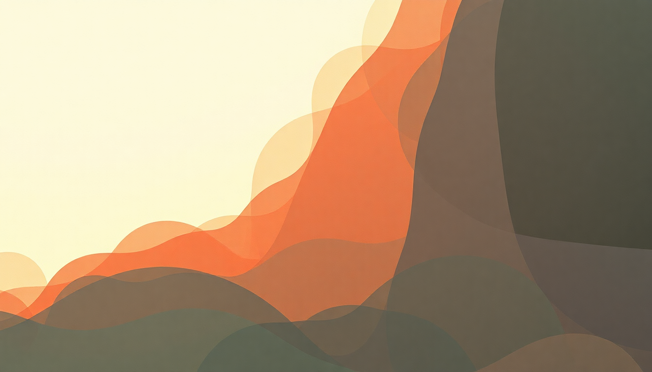 Fan-driven abstract illustration evoking the emotional arc of Baubles Bangles and Beads by Jim Hall