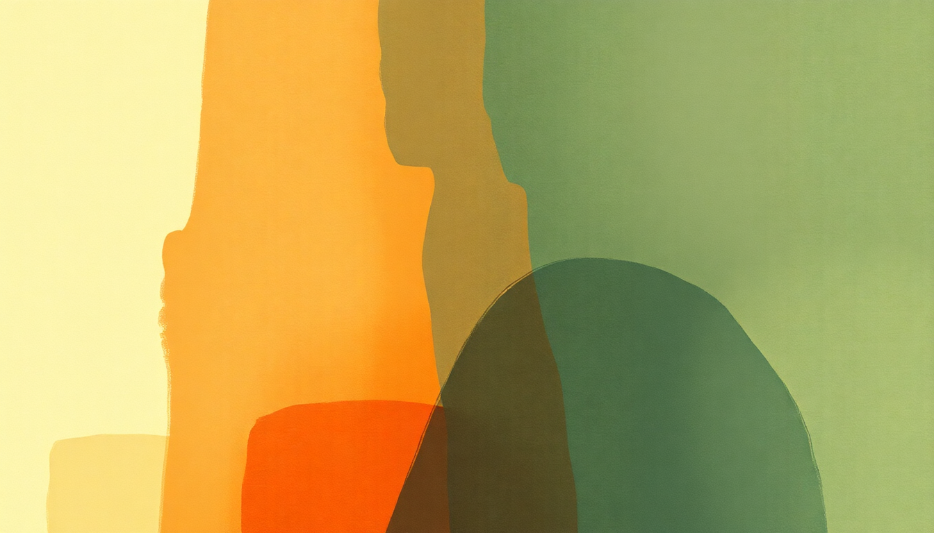 Fan-driven abstract illustration evoking the emotional arc of Begin Again by Andy Shauf