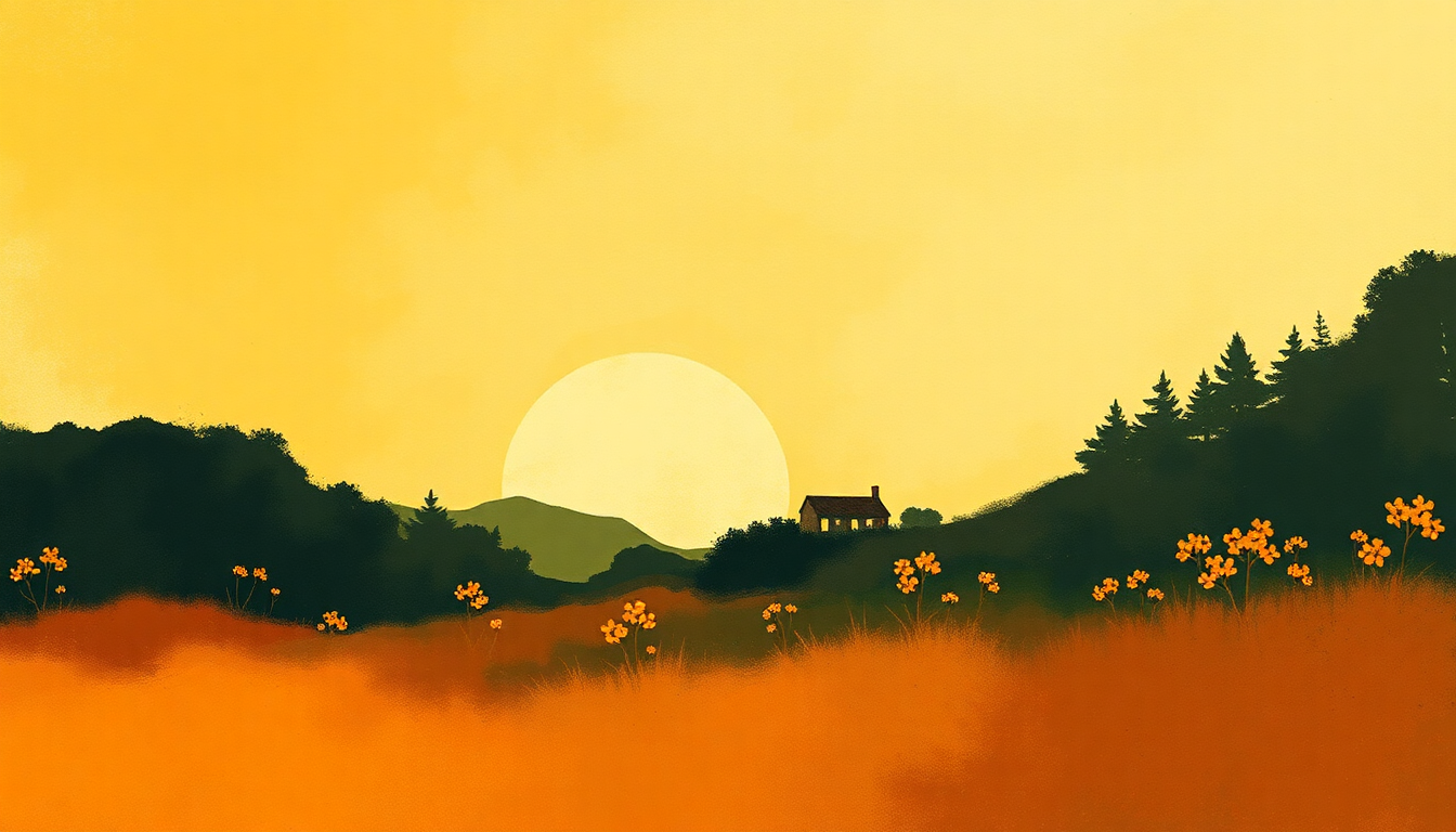 Fan-driven abstract illustration evoking the emotional arc of Bells of Rhymney by Pete Seeger