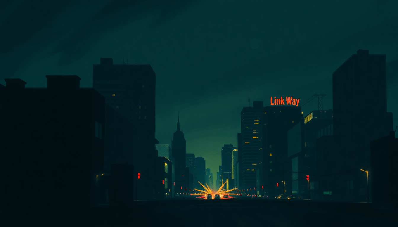 Fan-driven abstract illustration evoking the emotional arc of Big City After Dark by Link Wray