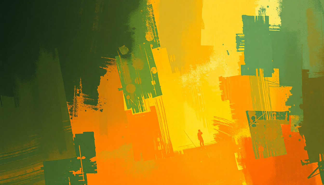 Fan-driven abstract illustration evoking the emotional arc of Birks Works by Dizzy Gillespie