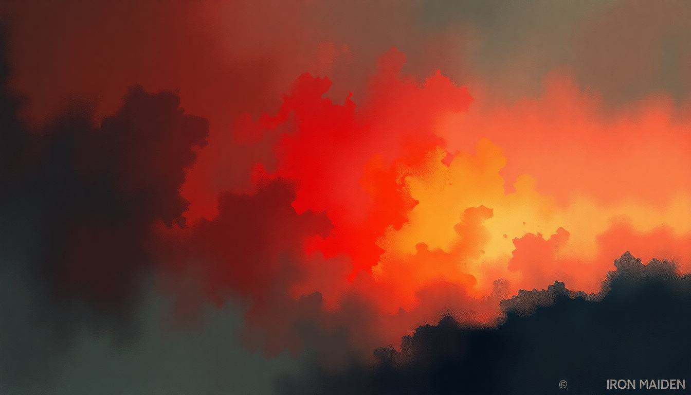 Fan-driven abstract illustration evoking the emotional arc of Blood on the World's Hands by Iron Maiden