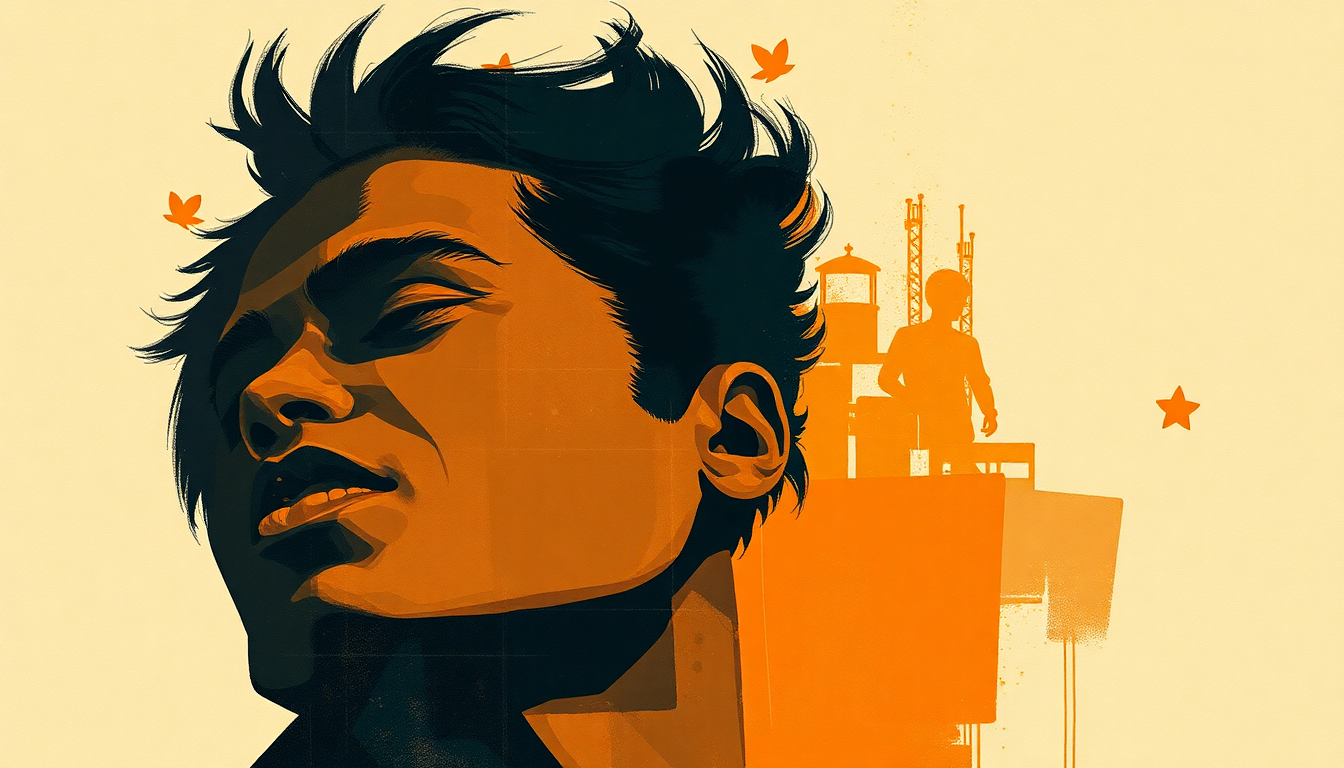 Fan-driven abstract illustration evoking the emotional arc of Bo Diddley by Bo Diddley