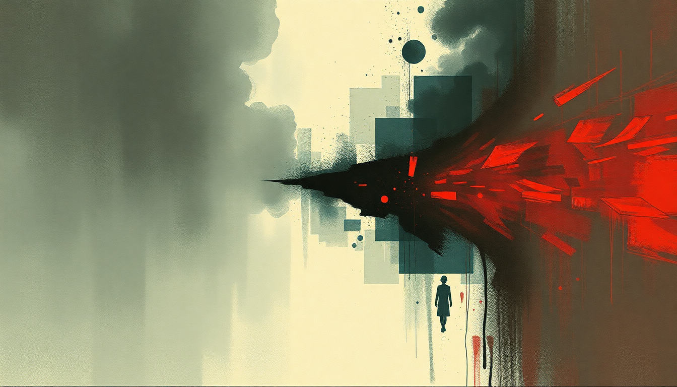 Fan-driven abstract illustration evoking the emotional arc of Bodies by Sex Pistols