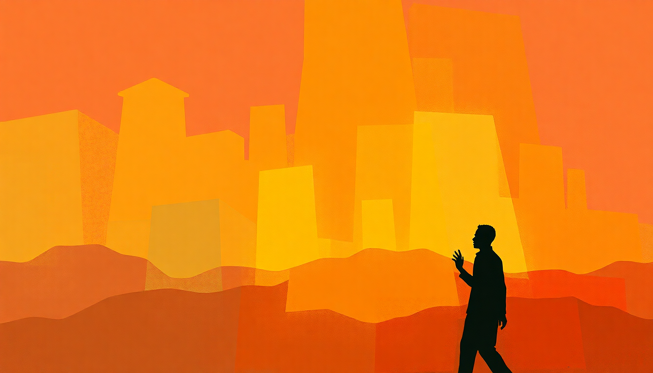 Fan-driven abstract illustration evoking the emotional arc of Bofou Safou by Amadou and Mariam