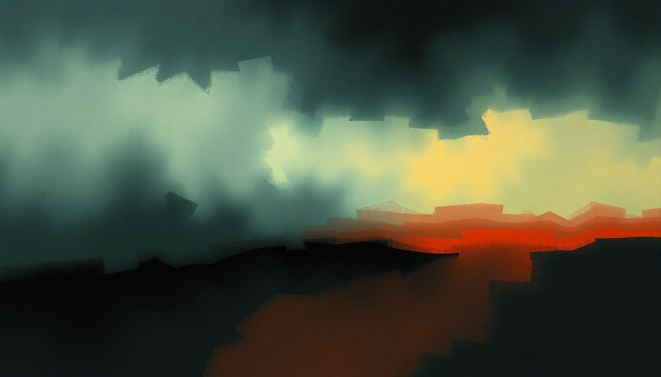 Fan-driven abstract illustration evoking the emotional arc of Bottom by Tool