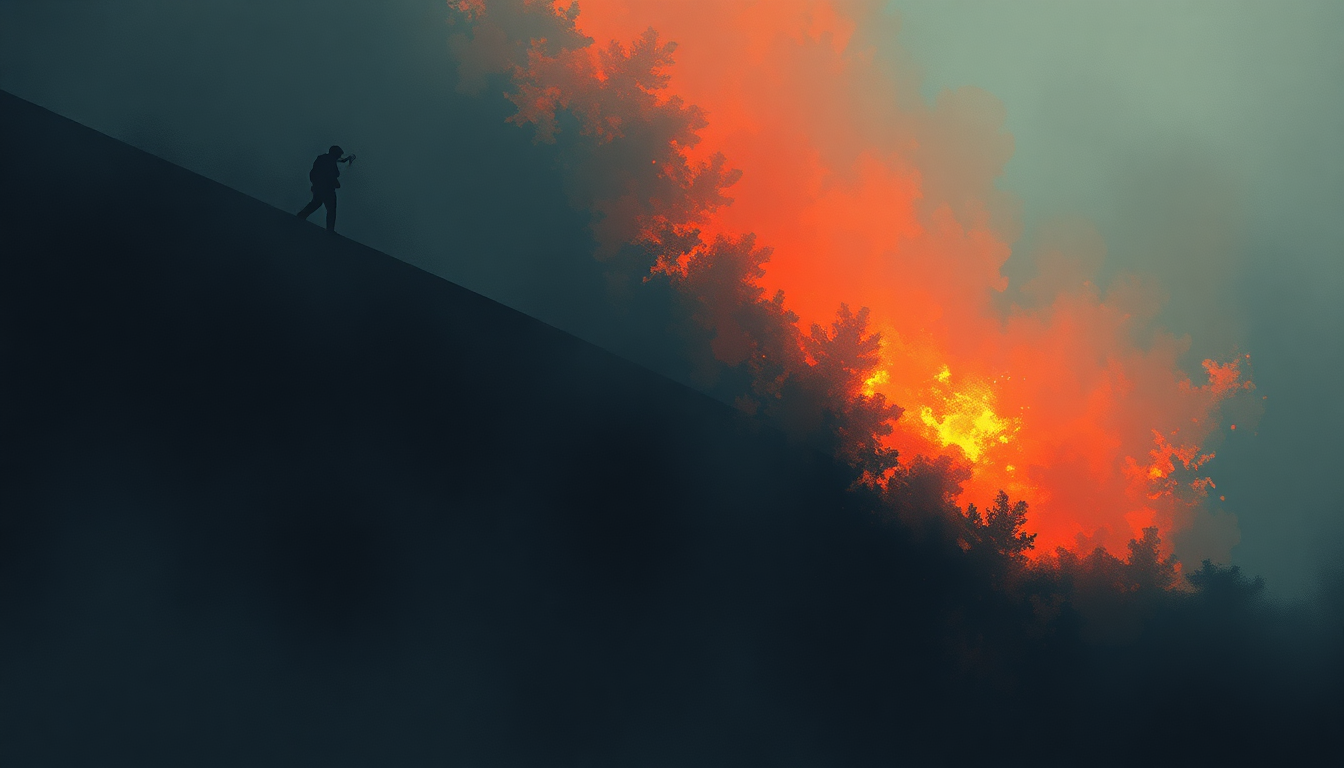 Fan-driven abstract illustration evoking the emotional arc of Bridge Burning by Foo Fighters