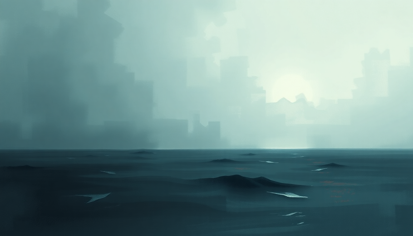 Fan-driven abstract illustration evoking the emotional arc of Brought to the Water by Deafheaven