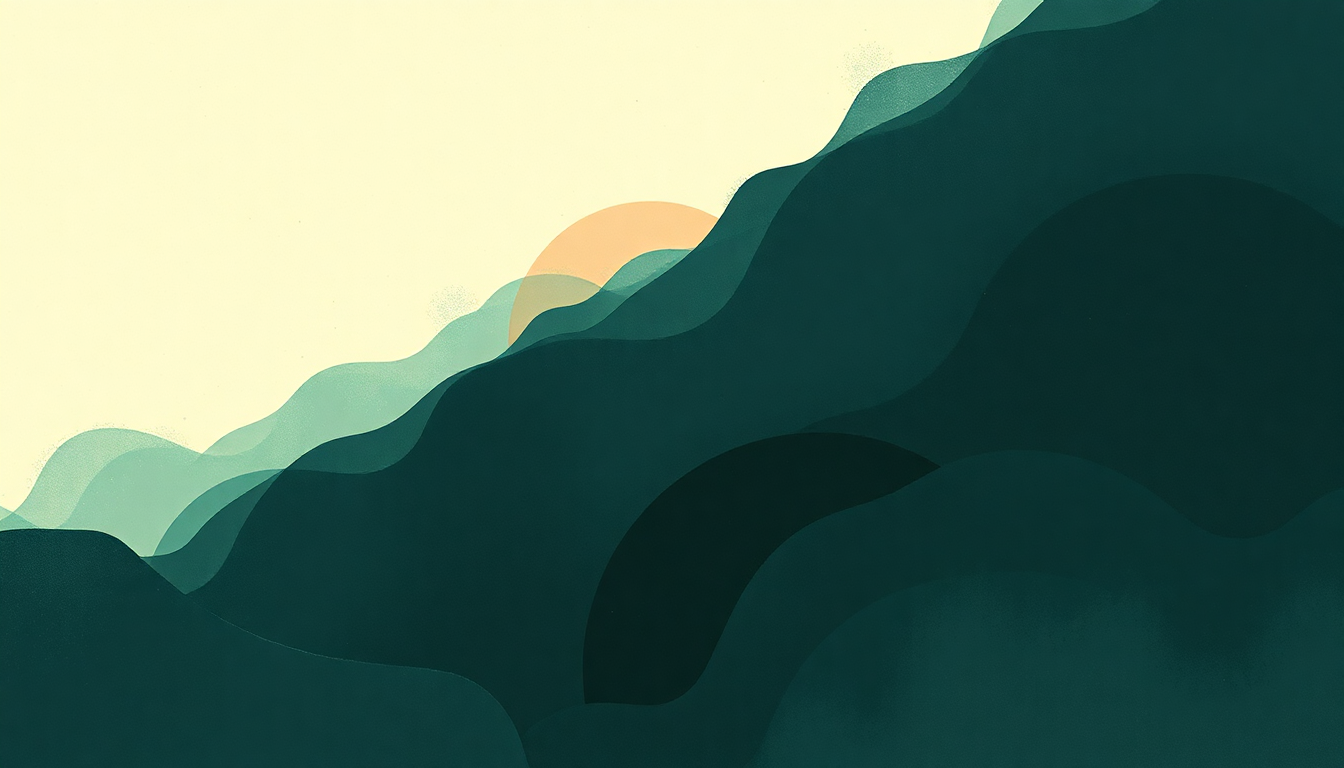 Fan-driven abstract illustration evoking the emotional arc of By and Down by A Perfect Circle