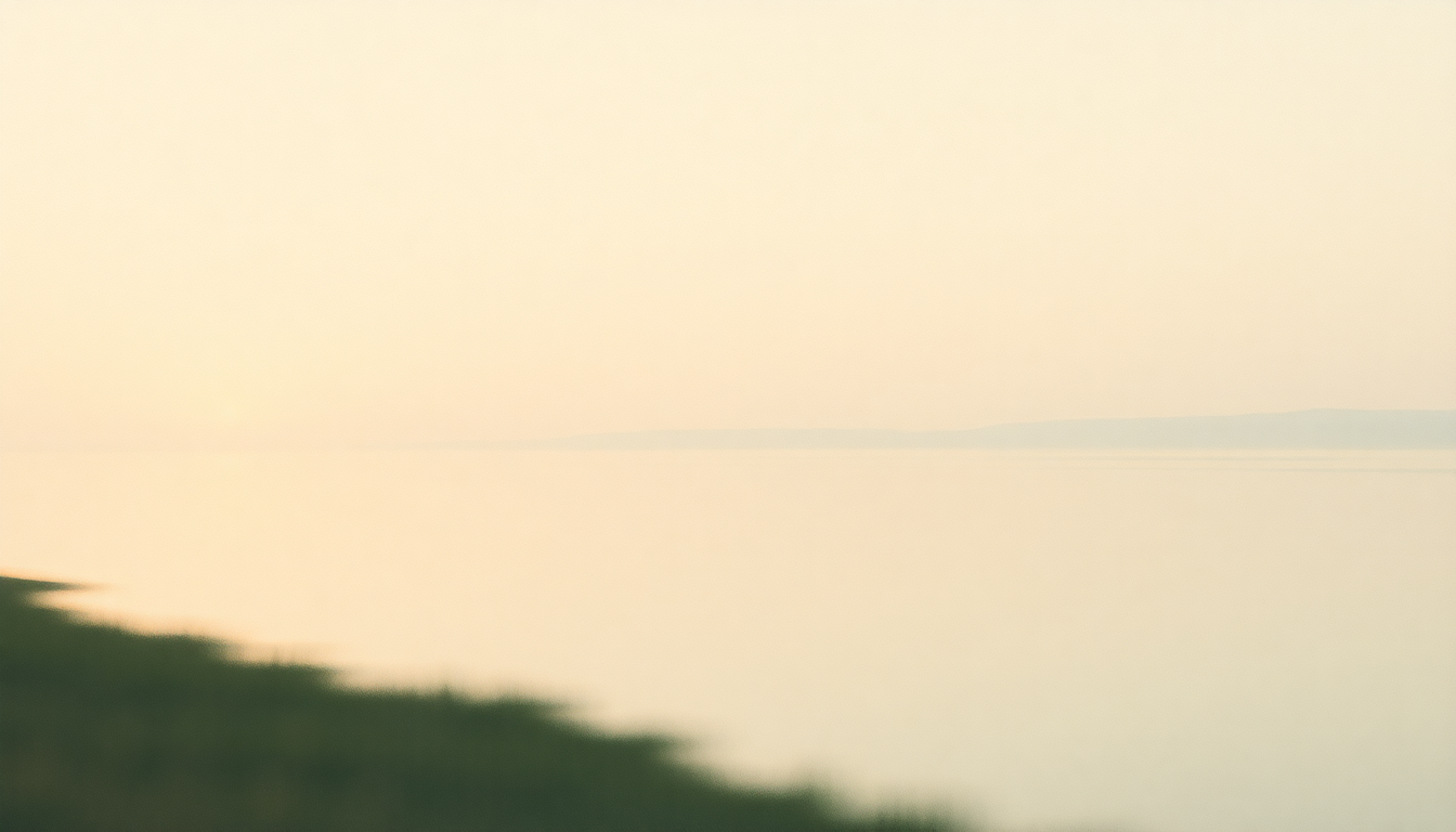 Fan-driven abstract illustration evoking the emotional arc of By This River by Brian Eno