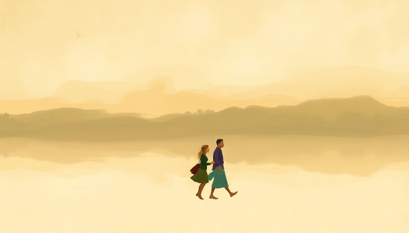 Fan-driven abstract illustration evoking the emotional arc of Caminhos Cruzados by Joao Gilberto