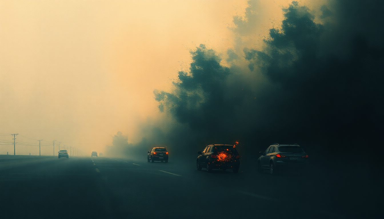 Fan-driven abstract illustration evoking the emotional arc of Car Crash by Idles