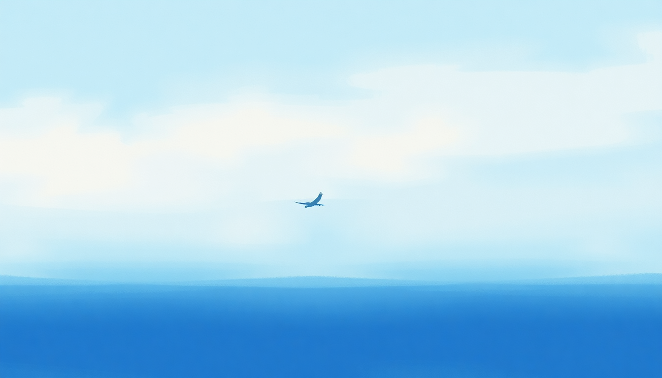 Fan-driven abstract illustration evoking the emotional arc of Caribbean Blue by Enya