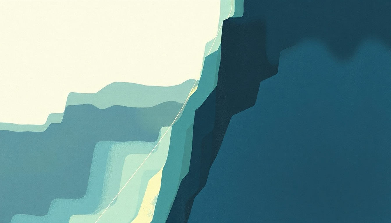 Fan-driven abstract illustration evoking the emotional arc of Cascade by Future Sound of London