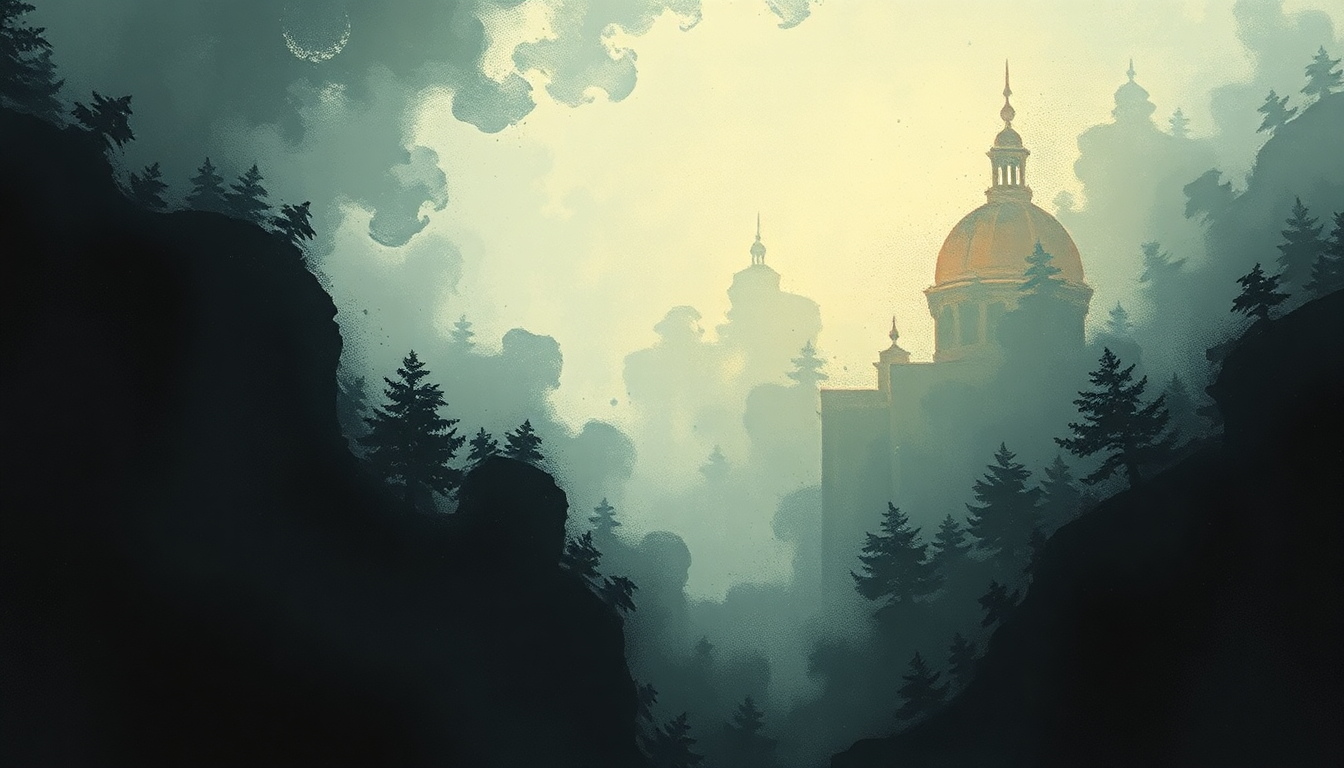 Fan-driven abstract illustration evoking the emotional arc of Catacombs by At The Drive In