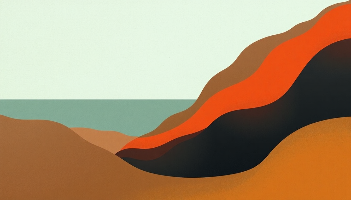Fan-driven abstract illustration evoking the emotional arc of Charny Water by Tortoise