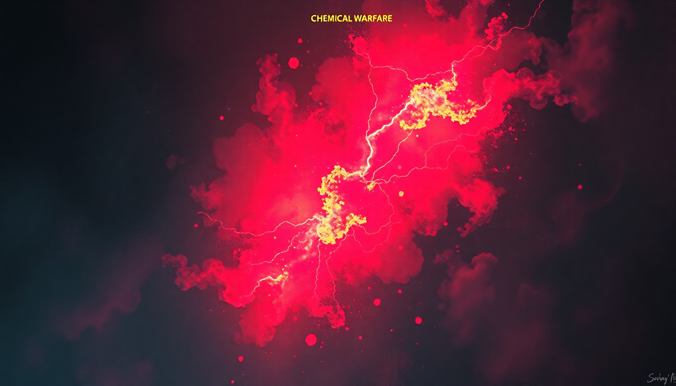 Fan-driven abstract illustration evoking the emotional arc of Chemical Warfare by Dead Kennedys