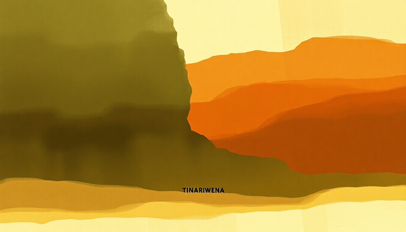 Fan-driven abstract illustration evoking the emotional arc of Chet Boghassa by Tinariwen