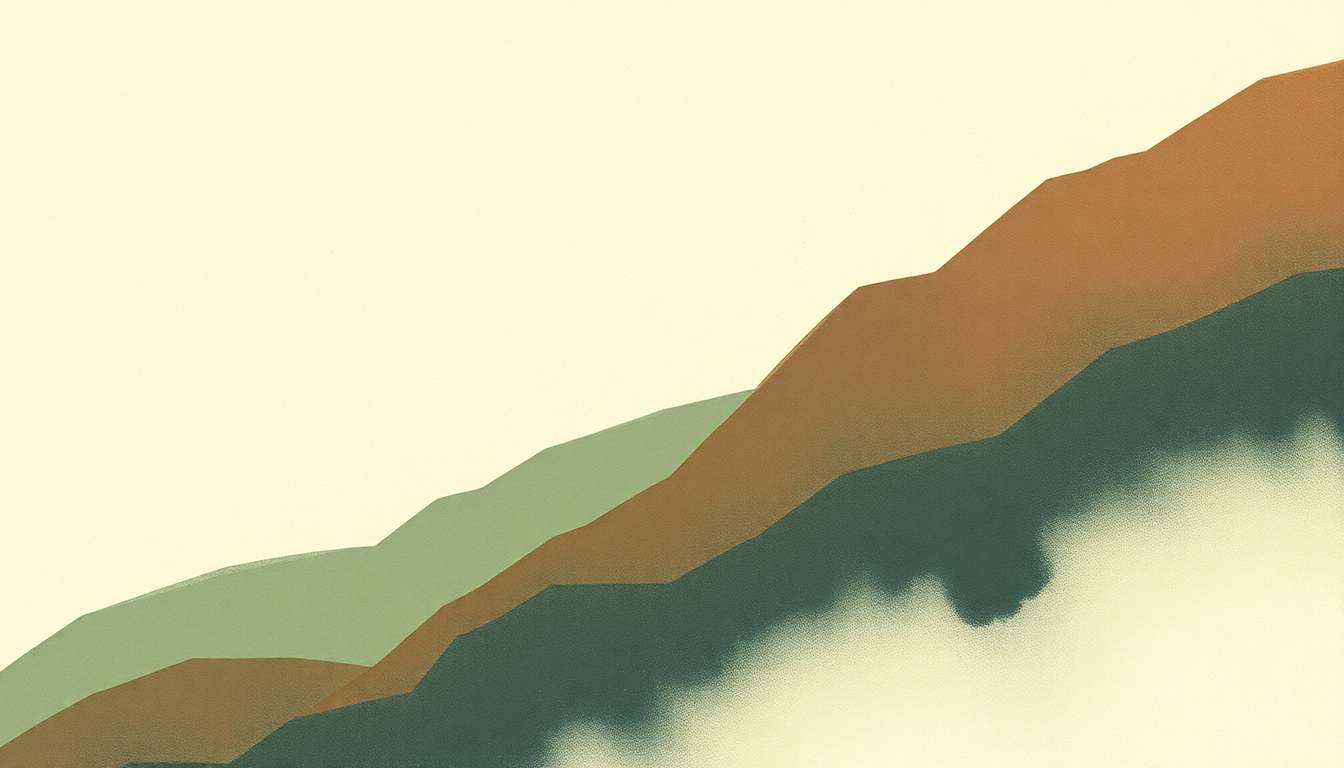 Fan-driven abstract illustration evoking the emotional arc of Climbing Upward by Appleseed Cast