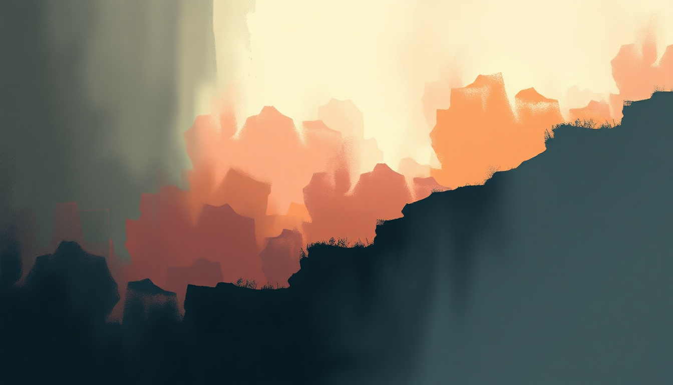 Fan-driven abstract illustration evoking the emotional arc of Comin from Where Im From by Anthony Hamilton