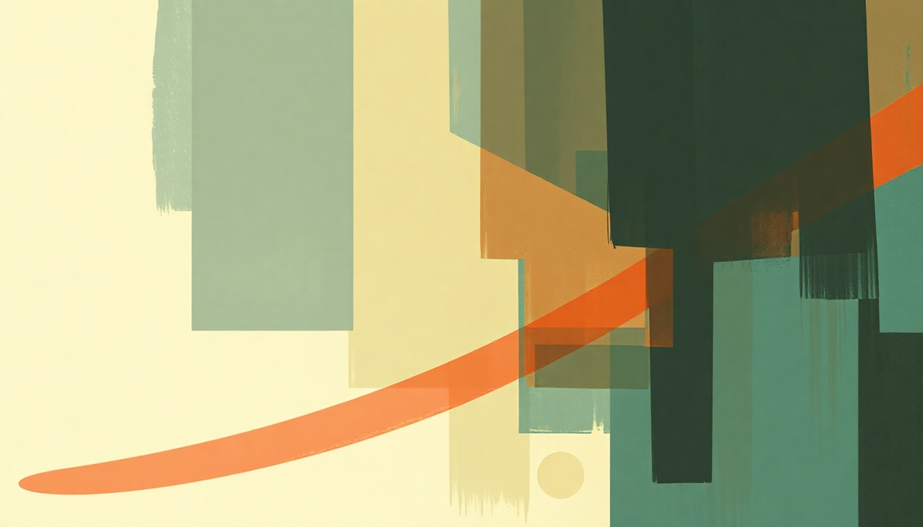 Fan-driven abstract illustration evoking the emotional arc of Content Nausea by Parquet Courts