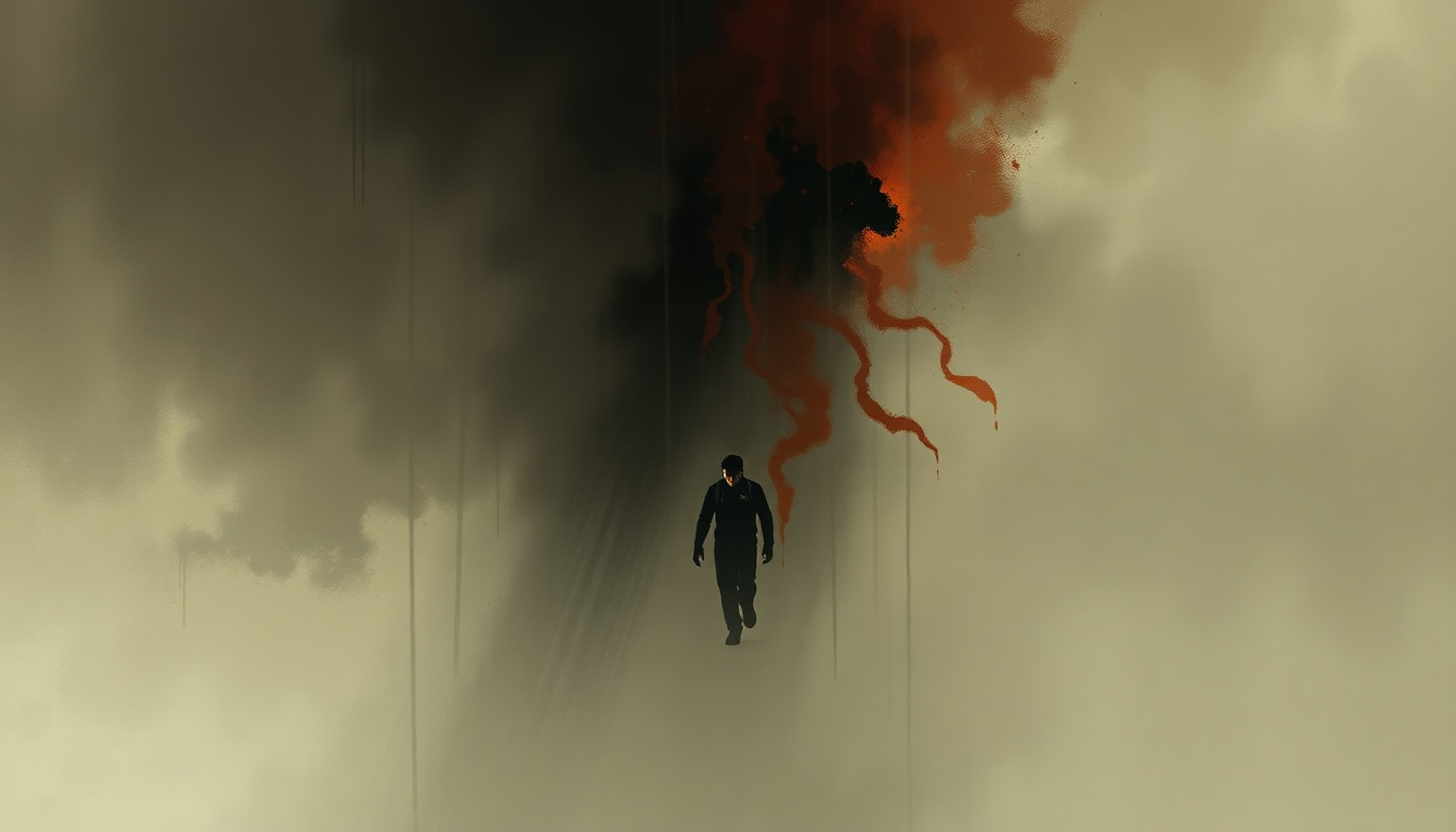 Fan-driven abstract illustration evoking the emotional arc of Contractor by Lamb of God